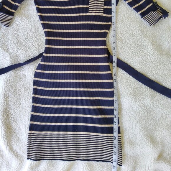 Pink•Rose Form Fitting Striped Sweater Dress - Picture 7 of 11